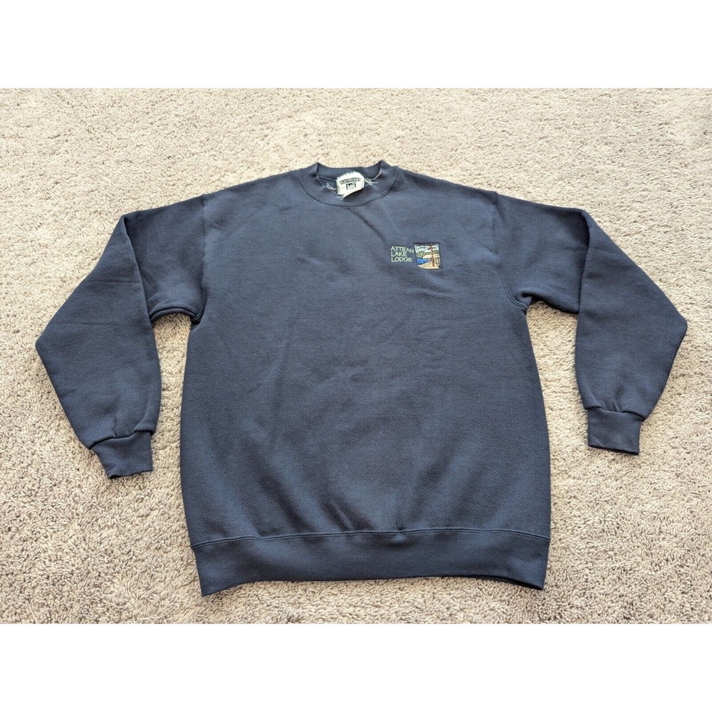 Vintage Mr. Lee Pullover Mens Large Sweater Crew Neck Blue Attean Lake Lodge‎